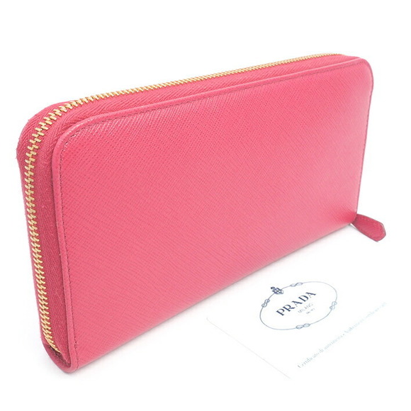 Prada Long Zipper Triangle Saffiano Wallet Logo - Picture 1 of 7